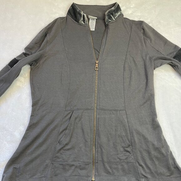 Mind Set by XCVI Full Zip Sweatshirt Jacket Women's Size Medium Lightweight Gray - Picture 4 of 9